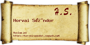Horvai Sándor névjegykártya